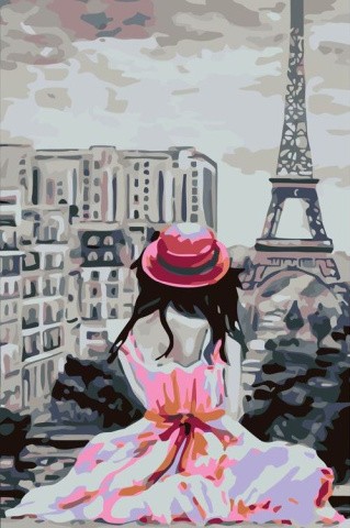 Картина по номерам «Одна в Париже»