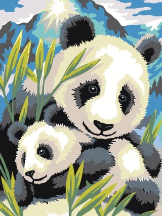 Картина по номерам «Семейство панд»