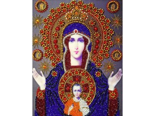 Набор вышивки хрустальными камнями «Богородица Знамение»