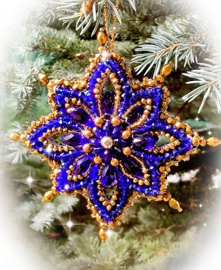 Набор для вышивания хрустальными бусинами «Рождественская звезда Королевский синий»