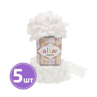 Пряжа ALIZE Puffy (55), светло-молочный, 5 шт. по 100 г Пряжа ALIZE Puffy (55), светло-молочный, 5 шт. по 100 г
