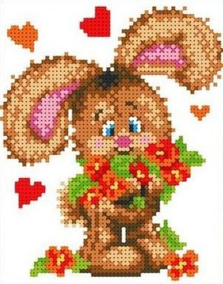 Рисунок на ткани «Зайчонок с цветами»