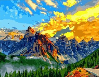 Картина по номерам «Горы в желтом закате» Картина по номерам «Горы в желтом закате»