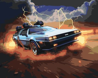 Картина по номерам «Машины: ДеЛореан из Назад в будущее»