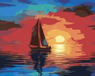 Картина по номерам «Море: Лодка на закате» Картина по номерам «Море: Лодка на закате»