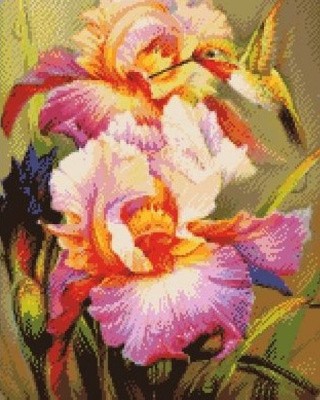 Алмазная вышивка «Колибри и ирис» Алмазная вышивка «Колибри и ирис»