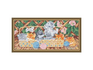 Рисунок на ткани «Котята на террасе»