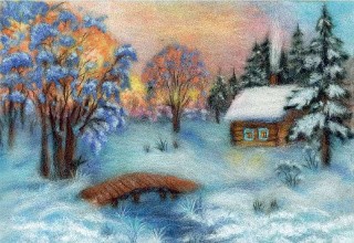 Картина шерстью «Зимнее великолепие»