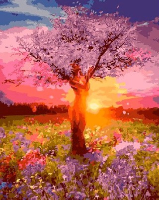 Картина по номерам «Розовое дерево»