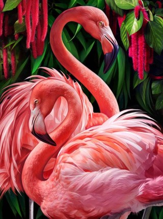 Алмазная вышивка «Пара фламинго»