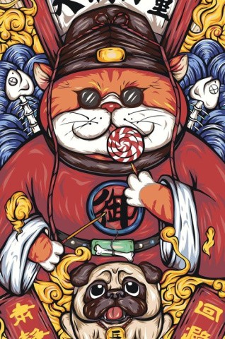 Картина по номерам «Японский кот»
