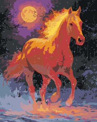 Картина по номерам Красная огненная лошадь Символ года