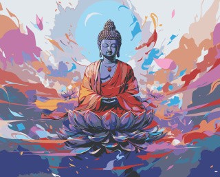 Картина по номерам «Буддизм: Будда на лотосе»