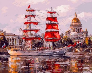 Картина по номерам «Санкт-Петербург. Нева. Алые паруса»