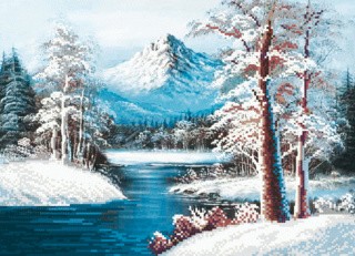 Рисунок на ткани «Зима в лесу»