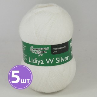 Пряжа Семеновская Lidiya W silver (114201), белый ультра, 5 шт. по 100 г Пряжа Семеновская Lidiya W silver (114201), белый ультра, 5 шт. по 100 г
