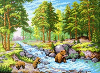 Рисунок на ткани «Лесной ручей»