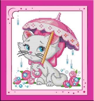 Набор для вышивания «Кошечка под зонтиком»