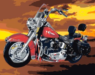Картина по номерам «Красный мотоцикл»