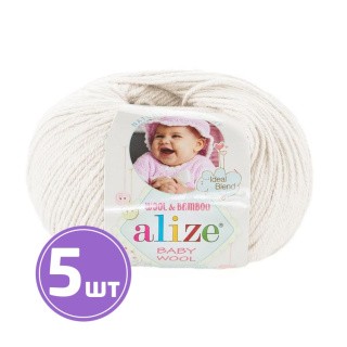 Пряжа ALIZE Baby wool (62), белый, 5 шт. по 50 г