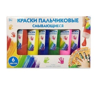 Пальчиковые краски, смывающиеся, 6 цветов Пальчиковые краски, смывающиеся, 6 цветов
