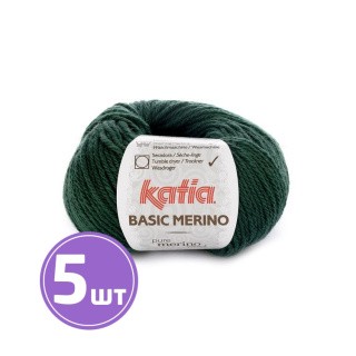 Пряжа Katia Basic Merino (15), темно-зеленый, 5 шт. по 50 г