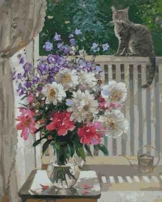 Картина по номерам «Штуц Е. На балконе» Картина по номерам «Штуц Е. На балконе»