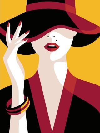 Картина по номерам «Бордовая шляпка-1» Картина по номерам «Бордовая шляпка-1»