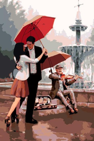 Картина по номерам «Под красным зонтом»