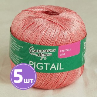 Пряжа Семеновская пряжа Pigtail (1139), белый-коралл, 5 шт. по 100 г Пряжа Семеновская пряжа Pigtail (1139), белый-коралл, 5 шт. по 100 г