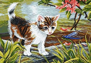 Рисунок на ткани «Любопытный котенок»