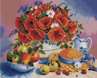 Алмазная вышивка «Натюрморт с маками и яблоками» Алмазная вышивка «Натюрморт с маками и яблоками»
