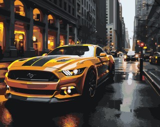 Картина по номерам «Машины: Форд Мустанг на улице в Нью Йорке»