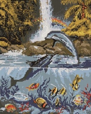 Алмазная вышивка «Дельфины» Алмазная вышивка «Дельфины»