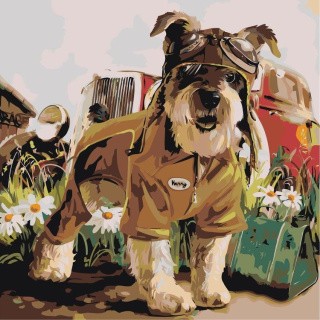 Картина по номерам «Пёс-автомеханик»
