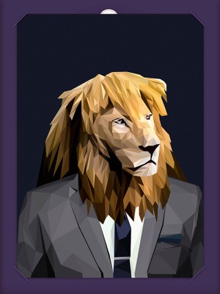 Аппликация с наклейками «Деловой лев»