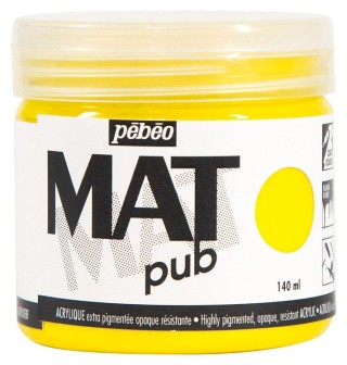 Краска акриловая PEBEO экстра матовая Mat Pub №2, желтый основной, 140 мл