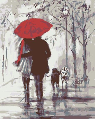 Картина по номерам «Двое под зонтом»