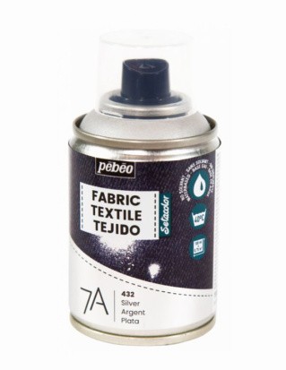 Краска для текстиля 7А Spray (аэрозоль), цвет: серебро, 100 мл, Pebeo