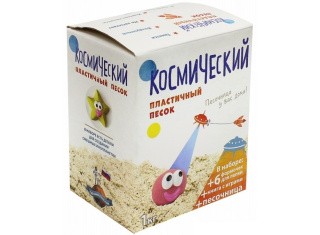 Космический песок 1 кг, желтый (с песочницей и формочками)