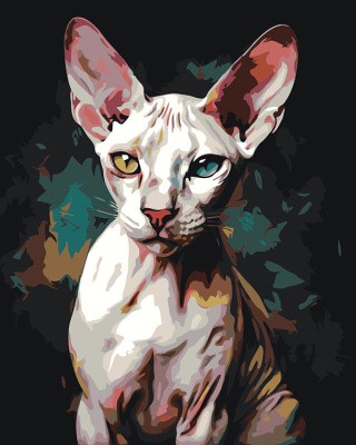 Картина по номерам «Кот сфинкс с разноцветными глазами»