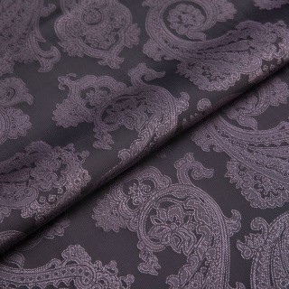 Ткань подкладочная Taffeta с рисунком, 5 м х 145 см, 96 г/м², цвет: №122 темно-фиолетово-розовый (огурцы), Gamma