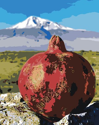 Картина по номерам «Армения: спелый гранат на фоне горы Арарат»