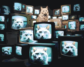 Картина по номерам «Коты на экранах телевизоров»