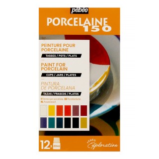 Набор красок Porcelaine 150 «Исследование» по фарфору и керамике, под обжиг, 12 цв., 20 мл, Pebeo