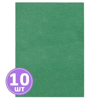 Бумага цветная, глиттерная, 250 г/м2, А4 (21х29,7 см), 10 шт., цвет: зеленый, Vista-Artista