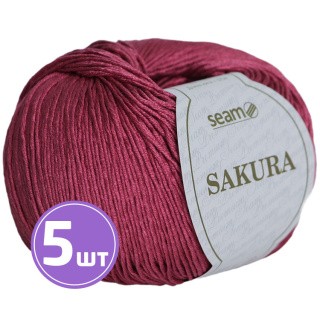 Пряжа SEAM SAKURA (Сакура) (1071), брусничный, 5 шт. по 50 г