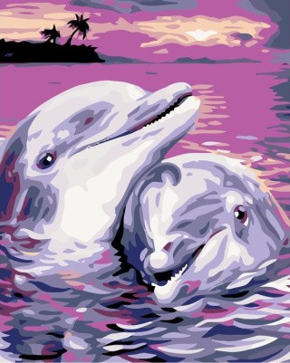 Картина по номерам «Дельфины на закате»