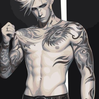 Картина по номерам «Блондин в татуировках» Картина по номерам «Блондин в татуировках»