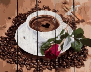 Картина по номерам по дереву RADUGA «Кофе и роза»